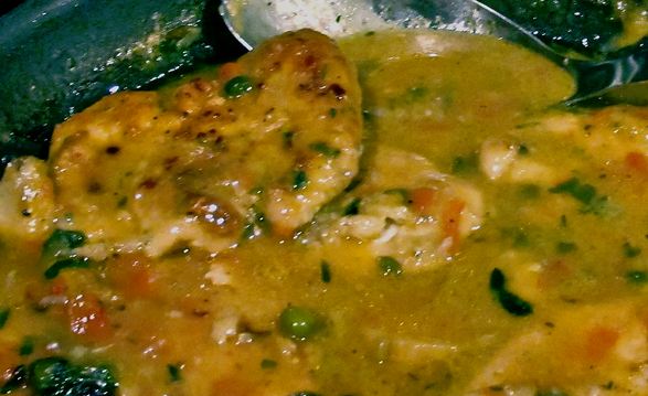 chicken piccata in the pan with that amazing gravy